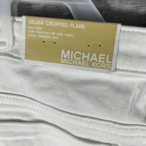 Michael Kors Selma Crop Jeans High-Rise Flare Cropped Leg Optic White Sz8 - Picture 9 of 16